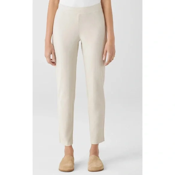 Eileen Fisher Crepe Viscose Blend Stretch Pants in Bone Ivory size XS - Picture 3 of 9